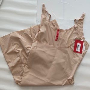 SPANX Shape bodysuit open bust midthigh nude M NWT